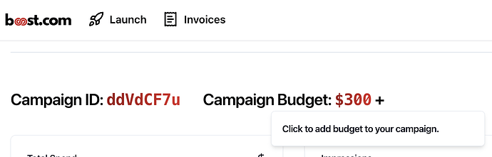 Press the + to add budget